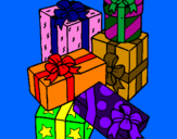 Coloring page A mountain of presents painted byyasmim