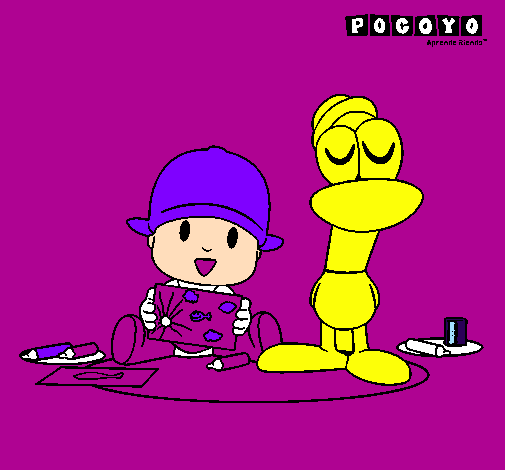 Coloring page Pocoyó and Pato painted byyoaly