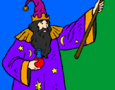 Coloring page Magician with potion painted bymaster flaming bannana