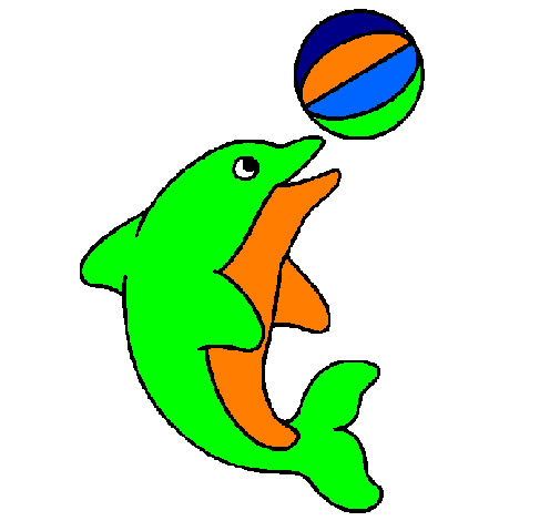 Coloring page Dolphin playing with a ball painted byjordi        