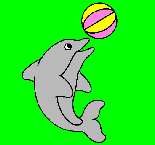 Coloring page Dolphin playing with a ball painted byZASER