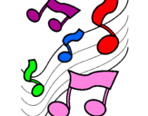 Coloring page Musical notes on the scale painted byFangseeker