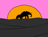 Coloring page Elephant at dawn painted byIratxe