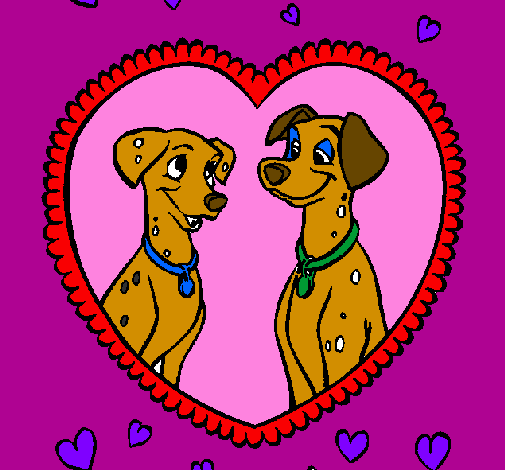 Coloring page Dalmatians in love painted byandrea