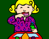 Coloring page Little girl brushing her teeth painted byAriana$