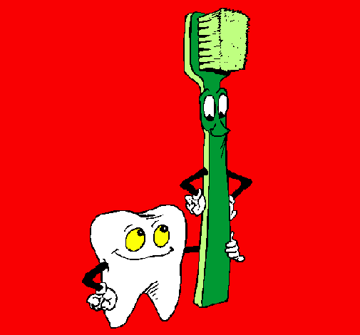 Coloring page Tooth and toothbrush painted byriziyos