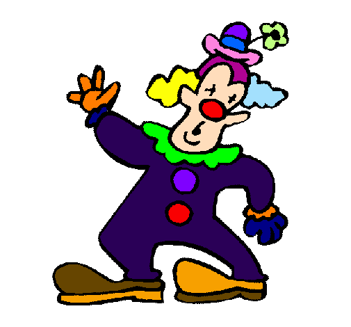 Coloring page Clown with hat and flower painted byfiona