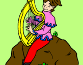 Coloring page Elf playing the harp painted byjak