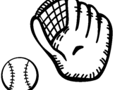Coloring page Baseball glove and baseball ball painted byowen
