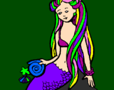 Coloring page Mermaid with snail painted byAriana$