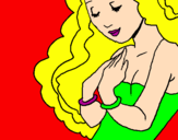 Coloring page Princess with eyes closed painted byAriana$