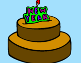 Coloring page New year cake painted byAriana$
