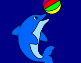 Coloring page Dolphin playing with a ball painted byME