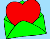 Coloring page Heart in an envelope painted byachol