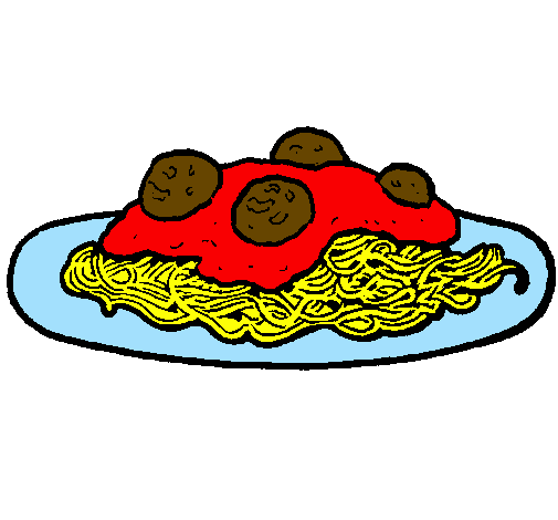 Coloring page Spaghetti with meat painted byfideos