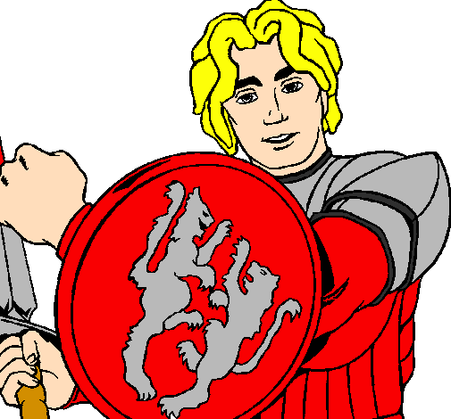 Coloring page Knight with lion shield painted byaiden