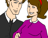 Coloring page Father and mother painted bybeth
