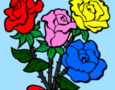 Coloring page Bunch of roses painted by