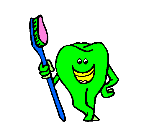 Coloring page Tooth and toothbrush painted byjessica