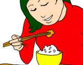 Coloring page Eating rice painted byelizabeth