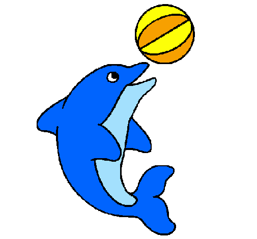 Coloring page Dolphin playing with a ball painted byevans