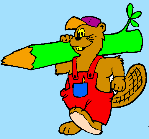 Coloring page Beaver at work painted bylauraa