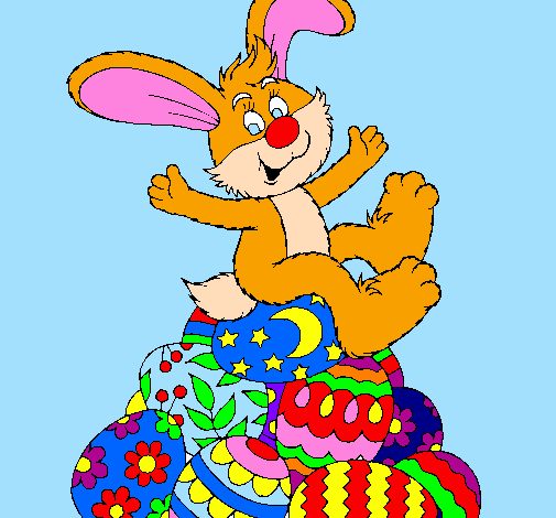 Coloring page Easter bunny painted byLAIA FLAQUE BELLARD