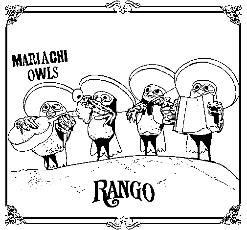 Coloring page Mariachi Owls painted byggg