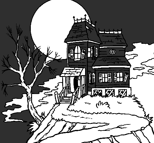 Coloring page Haunted house painted bybeth