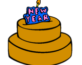 Coloring page New year cake painted bybeth