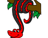 Coloring page Snake hanging from a tree painted bysnake