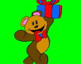 Coloring page Teddy bear with present painted byTheseus