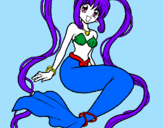 Coloring page Mermaid with pearls painted bylisa