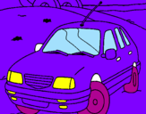 Coloring page Car on the road painted byunAI