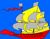 Coloring page 17th century sailing boat painted byethan