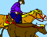 Coloring page Cowboy and cow painted byandrea99