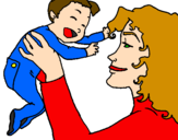 Coloring page Mother and daughter  painted byAmparo