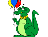 Coloring page Crocodile with balloons painted byal