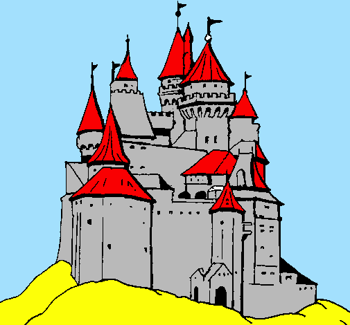 Coloring page Medieval castle painted byandr%uFFFDs