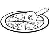 Coloring page Pizza painted byd