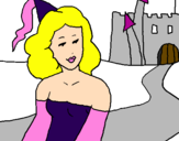 Coloring page Princess and castle painted by5