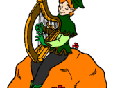 Coloring page Elf playing the harp painted byjosue