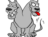 Coloring page Two-headed dog painted byelian