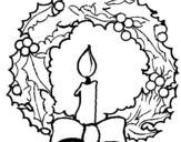 Coloring page Christmas wreath and candle painted byyuan