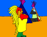 Coloring page Indian chief painted bythieb