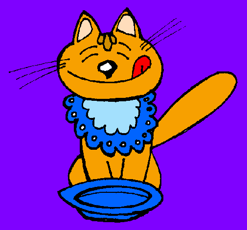 Coloring page Cat eating painted bythis is cat toffee