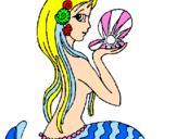 Coloring page Mermaid and pearl painted byanali