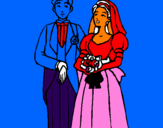 Coloring page The bride and groom III painted byMiguel