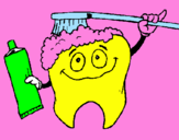 Coloring page Tooth cleaning itself painted byalexis hohimer