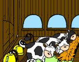 Coloring page Cows in the stable painted byandres
